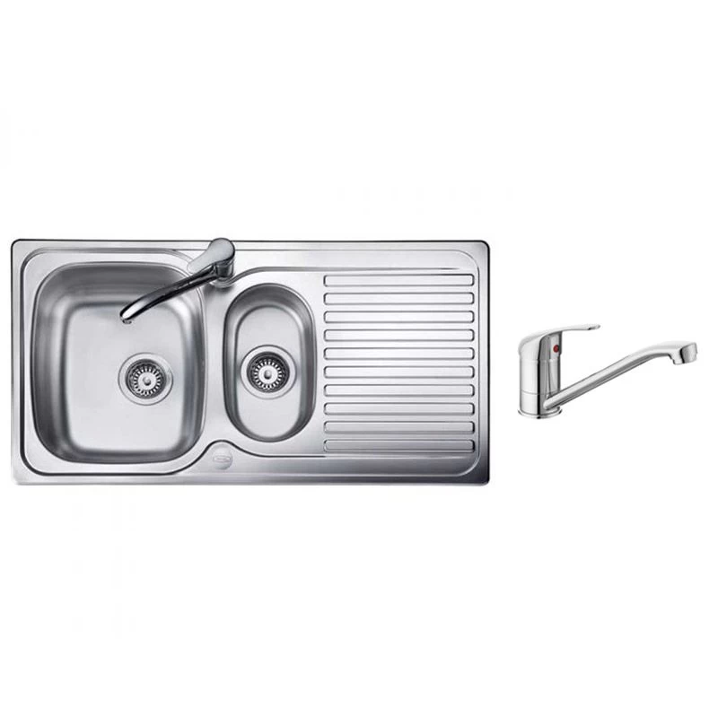 Leisure Linear 1.5 Bowl Inset Kitchen Sink With Leisure Aquamono Single Lever Kitchen Mixer Tap & Waste - LR9502/TMO40 3 Leisure Linear 1.5 Bowl Inset Kitchen Sink With Leisure Aquamono Single Lever Kitchen Mixer Tap & Waste - LR9502/TMO40