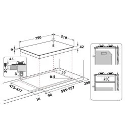 Whirlpool PMW 75D2/IXL 75cm Gas Hob - St/Steel -Kitchen Sale Shop l w lwh3708 4