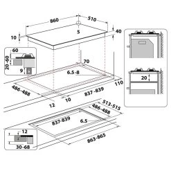 Whirlpool GOWL 958/NB 90cm Gas On Glass Hob - Black -Kitchen Sale Shop l w lwh3716 4
