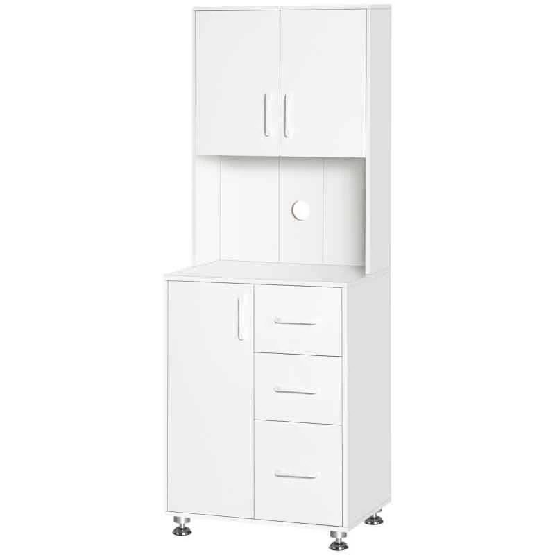 HOMCOM Modern Kitchen Cabinets With Storage - White - 835-341WT 8 HOMCOM Modern Kitchen Cabinets With Storage - White - 835-341WT - Image 7