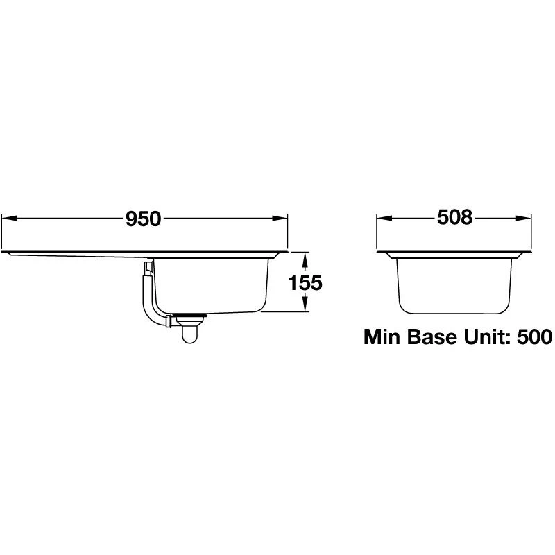 Rangemaster Michigan 1 Bowl Stainless Steel Kitchen Sink - MG9501/ 4 Rangemaster Michigan 1 Bowl Stainless Steel Kitchen Sink - MG9501/ - Image 2