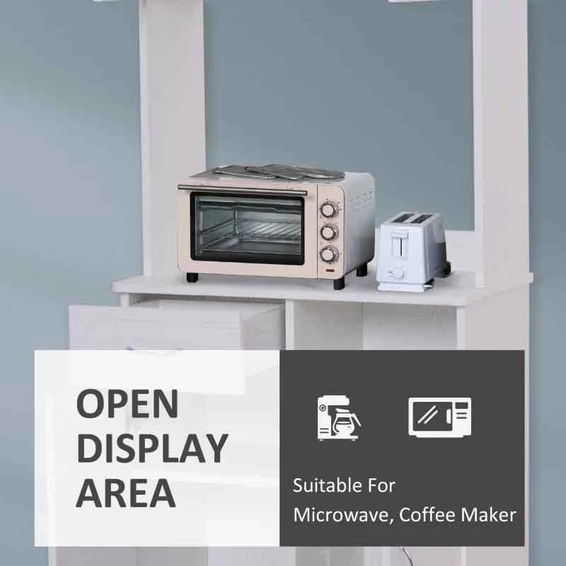 HOMCOM Tall Kitchen Cupboard With Countertop Storage - White - 801-098 6 HOMCOM Tall Kitchen Cupboard With Countertop Storage - White - 801-098 - Image 4