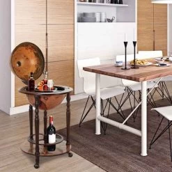 HOMCOM Globe Shaped Retro Style Drinks Cabinet - Brown - 801-041 -Kitchen Sale Shop mma90f17ed350db42.jpg