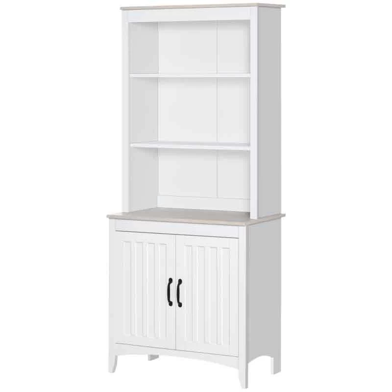 HOMCOM Freestanding Kitchen Unit With 3-Tier Shelving - White - 835-482WT 10 HOMCOM Freestanding Kitchen Unit With 3-Tier Shelving - White - 835-482WT - Image 8
