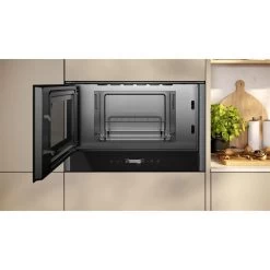 Neff N70 NL4GR31G1B Built In Microwave And Grill - Black With Graphite Grey Trim -Kitchen Sale Shop n e neff n70 nl4gr31g1b microwave and grill open2