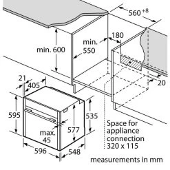 Neff N90 B57VS24H0B Bulit In Single Slide & Hide Pyrolytic Oven With VarioSteam & Home Connect - Stainless Steel -Kitchen Sale Shop n e neff n90 b57vs24h0b slide and hide pyrolytic oven dimensions2