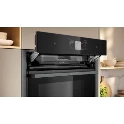 Neff N90 B64VT73G0B Bulit In Single Slide & Hide Pyrolytic Oven With Added Steam & Home Connect - Black With Graphite Grey Trim -Kitchen Sale Shop n e neff n90 b64vt73g0b slide and hide pyrolytic oven lifestyle4