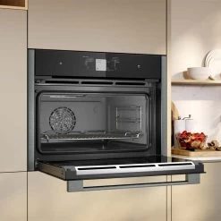 Neff N90 C24FT53G0B Bulit In Compact Steam Oven With Home Connect - Black With Graphite Grey Trim -Kitchen Sale Shop n e neff n90 c24ft53g0b built in compact steam oven lifestyle2