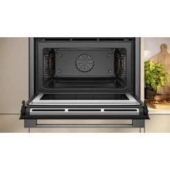 Neff N90 C24MS31G0B Bulit In Compact Electric Oven & Microwave With Home Connect - Black With Graphite Grey Trim -Kitchen Sale Shop n e neff n90 c24ms31g0b compact oven and microwave lifestyle2