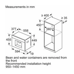 Neff N90 CL4TT11G0 2.4L Built In Coffee Machine With Home Connect - Black With Graphite Grey Trim -Kitchen Sale Shop n e neff n90 cl4tt11g0 2.4l built in coffee machine dimensions