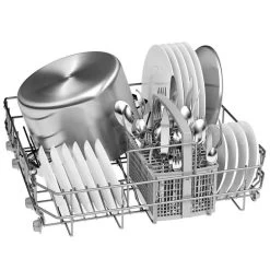 Neff N30 S153ITX05G Built-In F/I 60cm 13 Place Standard Dishwasher With Home Connect - White 21 Neff N30 S153ITX05G Built-In F/I 60cm 13 Place Standard Dishwasher With Home Connect - White -Kitchen Sale Shop neff n30s153itx05g plates and pans stacking setup front view
