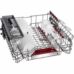 Neff N50 S155HAX27G Built-In F/I 60cm 13 Place Dishwasher With Home Connect - Black -Kitchen Sale Shop neff n50s155hax27g stacked utensils setup front view