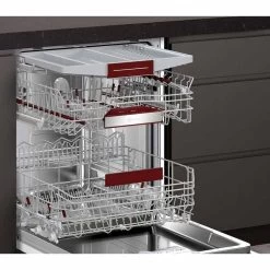 Neff N50 S195HCX26G Built-In F/I 60cm 14 Place Standard Dishwasher With Home Connect - Black -Kitchen Sale Shop neff n50s195hcx26g open racks and tray side front view