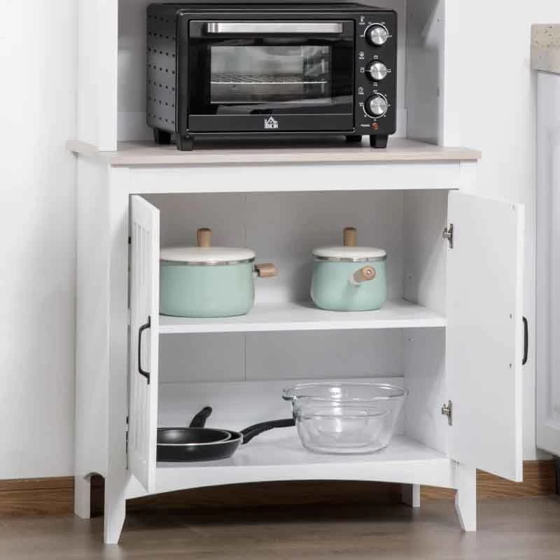 HOMCOM Freestanding Kitchen Unit With 3-Tier Shelving - White - 835-482WT 11 HOMCOM Freestanding Kitchen Unit With 3-Tier Shelving - White - 835-482WT - Image 9
