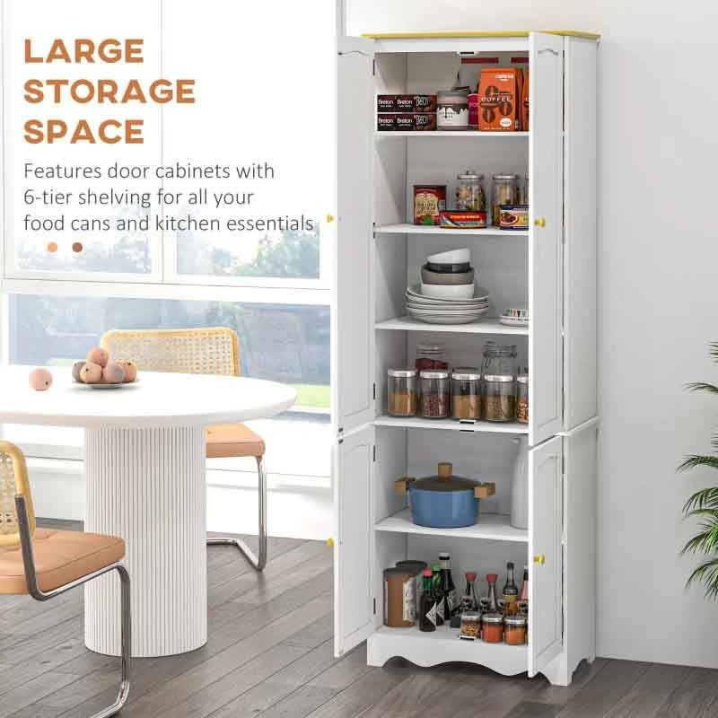 HOMCOM 4-Door Freestanding Kitchen Storage Unit - White - 835-663BN 11 HOMCOM 4-Door Freestanding Kitchen Storage Unit - White - 835-663BN - Image 10
