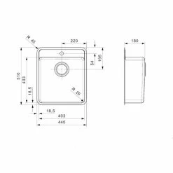 Reginox Ohio 1 Bowl Integrated Sink With Tap Wing - Jet Black - OHIO 40X40 TW JB -Kitchen Sale Shop o h ohio40x40twjb dimensions