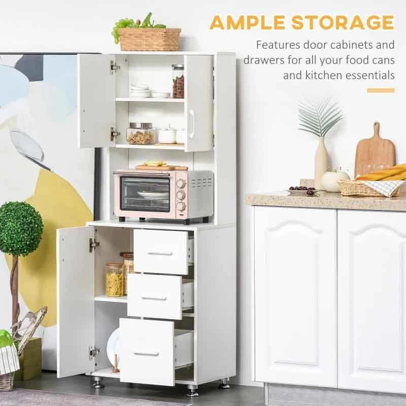 HOMCOM Modern Kitchen Cabinets With Storage - White - 835-341WT 9 HOMCOM Modern Kitchen Cabinets With Storage - White - 835-341WT - Image 8
