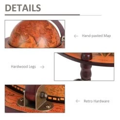 HOMCOM Globe Shaped Retro Style Drinks Cabinet With Wheels - Brown - 801-073 16 HOMCOM Globe Shaped Retro Style Drinks Cabinet With Wheels - Brown - 801-073 -Kitchen Sale Shop oenb1017ed3506406.jpg