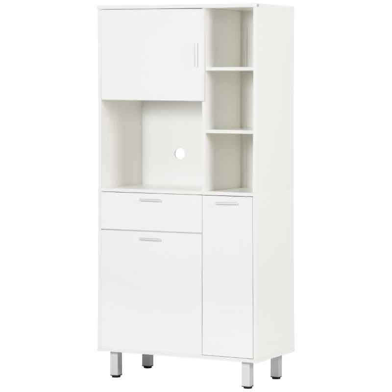 HOMCOM Modern Freestanding Kitchen Cabinet With Shelves - White - 835-696V00WT 10 HOMCOM Modern Freestanding Kitchen Cabinet With Shelves - White - 835-696V00WT - Image 8