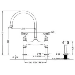 Perrin & Rowe Ionian Bridge Mixer Tap With Crosshead Handles - Aged Brass - 4172AB -Kitchen Sale Shop p e perrin rowe 4172ab dimensions