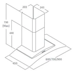 Prima 70cm Stainless Steel Curved Glass Chimney Hood - PRCGH010 7 Prima 70cm Stainless Steel Curved Glass Chimney Hood - PRCGH010 -Kitchen Sale Shop p r prcgh010 1