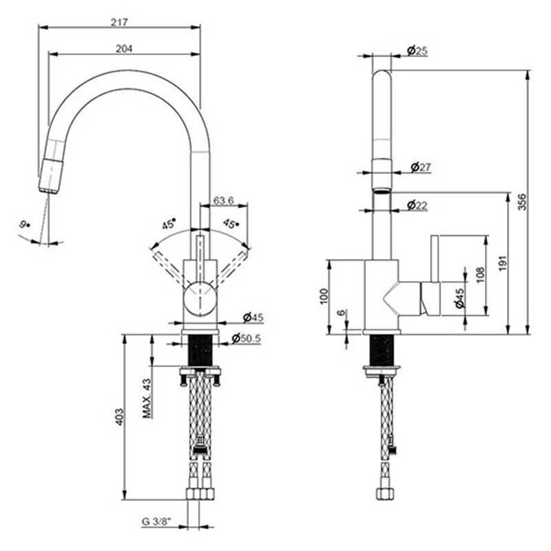 Prima+ Tiber Swivel Single Lever Mixer Tap With Pull Out Spray - Stainless Steel - BPR551 4 Prima+ Tiber Swivel Single Lever Mixer Tap With Pull Out Spray - Stainless Steel - BPR551 - Image 2