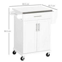 HOMCOM Wooden Freestanding Kitchen Island On Wheels - White - 801-055V01WT 16 HOMCOM Wooden Freestanding Kitchen Island On Wheels - White - 801-055V01WT -Kitchen Sale Shop pa2a12182d2b3ecf7.jpg