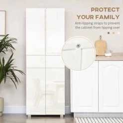 HOMCOM Modern 4-Door Freestanding Kitchen Storage Unit - White - 835-612 17 HOMCOM Modern 4-Door Freestanding Kitchen Storage Unit - White - 835-612 -Kitchen Sale Shop phe75618418bddff4.jpg