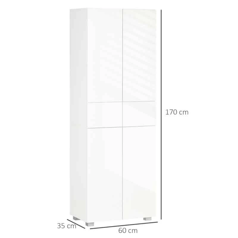 HOMCOM Modern 4-Door Freestanding Kitchen Storage Unit - White - 835-612 9 HOMCOM Modern 4-Door Freestanding Kitchen Storage Unit - White - 835-612 - Image 7