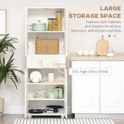 HOMCOM Modern 4-Door Freestanding Kitchen Storage Unit - White - 835-612 19 HOMCOM Modern 4-Door Freestanding Kitchen Storage Unit - White - 835-612 -Kitchen Sale Shop qvfa0918418bddff4.jpg