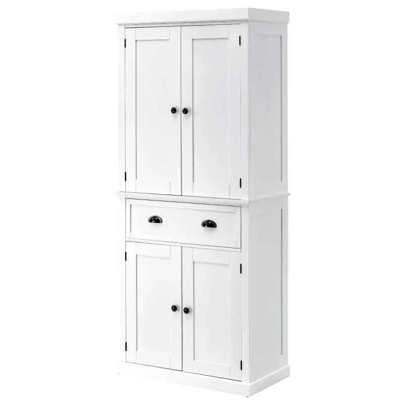 HOMCOM Traditional Freestanding Kitchen Pantry Cupboard - White - 835-115WT 12 HOMCOM Traditional Freestanding Kitchen Pantry Cupboard - White - 835-115WT - Image 10