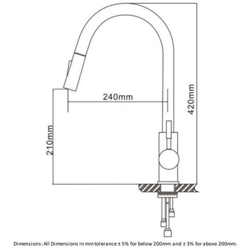 RAK Ceramics Prague One Touch Pull Out Kitchen Sink Mixer - Silver - RAKKIT017 4 RAK Ceramics Prague One Touch Pull Out Kitchen Sink Mixer - Silver - RAKKIT017 - Image 2
