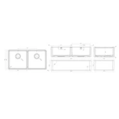 Rangemaster Farmhouse Belfast Ceramic 2 Bowl Sink 895x460mm - White - CFBL900WH/ -Kitchen Sale Shop r a rangemaster cfbl900wh dimensions