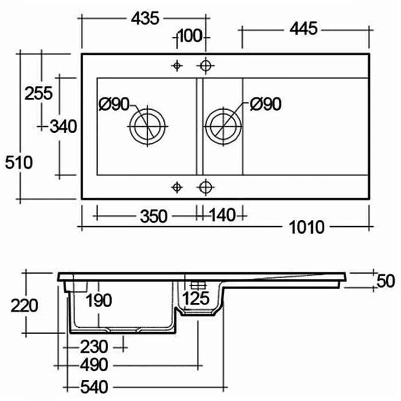 RAK Ceramics Dream 1 Slim 1.5 Bowl Kitchen Sink - Matt Grey - OC200NTSL503A 4 RAK Ceramics Dream 1 Slim 1.5 Bowl Kitchen Sink - Matt Grey - OC200NTSL503A - Image 2