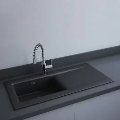 RAK Ceramics Dream 2 Slim Single Bowl Kitchen Sink - Matt Black - OC201NTSL504A