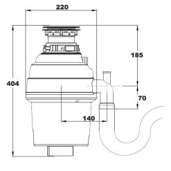 Reginox Waste Disposal Unit 0.65 HP - RD 70 A/S 5 Reginox Waste Disposal Unit 0.65 HP - RD 70 A/S -Kitchen Sale Shop rd70dimensions