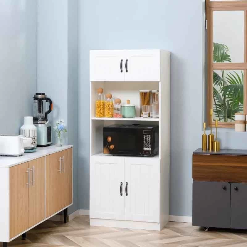 HOMCOM 5-Tier Kitchen Storage Unit With Countertop - White - 835-684V00WT 12 HOMCOM 5-Tier Kitchen Storage Unit With Countertop - White - 835-684V00WT - Image 10