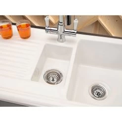 Reginox Regi-Ceramic 1.5 Bowl Kitchen Sink Including Waste - White - RL 301 CW -Kitchen Sale Shop rl 301 sink white 1