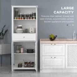 HOMCOM Tall Kitchen Cabinet Pantry Storage - White - 835-996V00WT -Kitchen Sale Shop rmha09188dd1c8d80.jpg