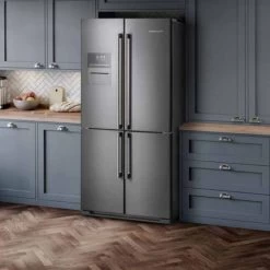 Rangemaster SXS Deluxe Fridge Freezer With Chrome Trim - Black - RSXSDL21BL/C