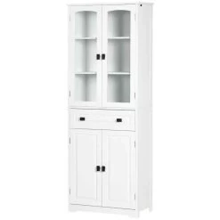 HOMCOM Freestanding Glass Door Kitchen Cabinet - White - 835-926V80WT -Kitchen Sale Shop rzxa92189c00fdef7.jpg