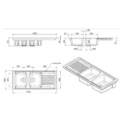 Thomas Denby Sonnet Ceramic Double Bowl Kitchen Sink & Drainer - Reversible - White - SO2BDWT 5 Thomas Denby Sonnet Ceramic Double Bowl Kitchen Sink & Drainer - Reversible - White - SO2BDWT -Kitchen Sale Shop s o so2bdwt 2