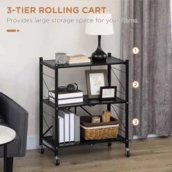 HOMCOM 3 Tier Storage Trolley - 345mm - Black - 850-241V00BK -Kitchen Sale Shop sywa09188fc82f040.jpg