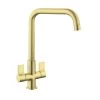 Rangemaster Aquaquad Dual Lever Monobloc Kitchen Tap - Brushed Brass - TAQ2BB/