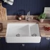 Thomas Denby Suffolk 1.5 Bowl Ceramic Belfast Kitchen Sink - Reversible - White - TSU800 -Kitchen Sale Shop t s tsu800
