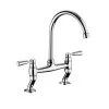 Rangemaster Traditional Belfast Dual Lever Bridge Kitchen Tap - Brushed Chrome - TBL3BF/BF -Kitchen Sale Shop tbl3bf