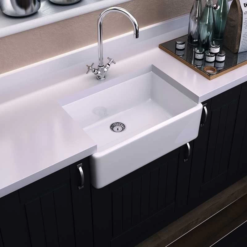 Thomas Denby Legacy 1 Bowl Ceramic Kitchen Sink - White - LEG600 3 Thomas Denby Legacy 1 Bowl Ceramic Kitchen Sink - White - LEG600