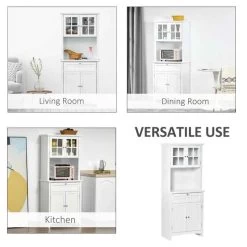 HOMCOM Tall Freestanding Kitchen Cabinet With Countertop - White - 835-343 -Kitchen Sale Shop tp9756188fbae3c6c.jpg
