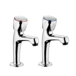 Leisure Single Lever Pillar Taps Round Handles - Chrome - TPT1CM/