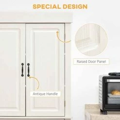 HOMCOM Freestanding Kitchen Cabinet With Wide Shelves - White Wood Grain - 835-346V01 -Kitchen Sale Shop uaz88c1880dd48a97.jpg